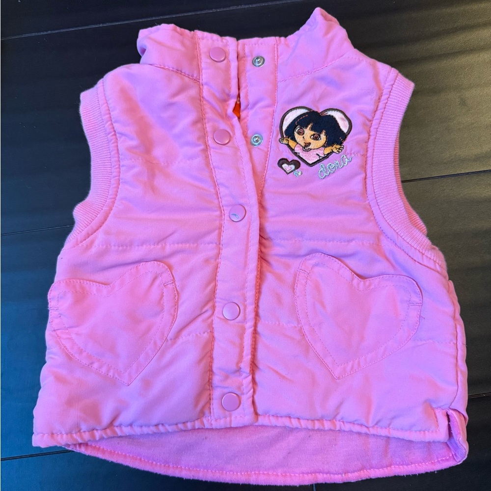 Vintage Dora the explorer Pink Vest with Embroidery 18 months baby girl